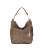 Adelfina leren tas donker taupe - 33x16x31 cm