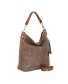 Adelfina leren tas donker taupe - 33x16x31 cm