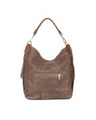 Adelfina leren tas donker taupe - 33x16x31 cm