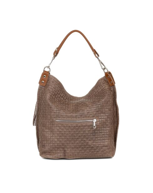 Adelfina leren tas donker taupe - 33x16x31 cm