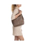Adelfina leren tas donker taupe - 33x16x31 cm