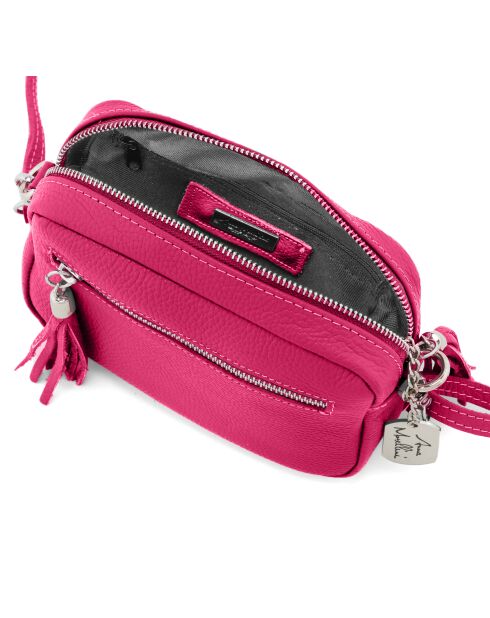 Micola fuxia leren tas - 20x8x16 cm