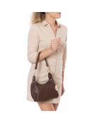 Sac en cuir Savina moka - 24x10x17 cm