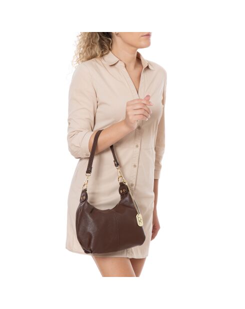 Sac en cuir Savina moka - 24x10x17 cm