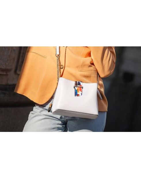 Sac en cuir Vida blanc - 22x10x17 cm