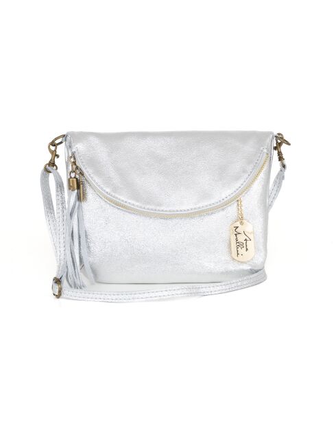 Beverly zilveren leren tas - 22x2x18 cm