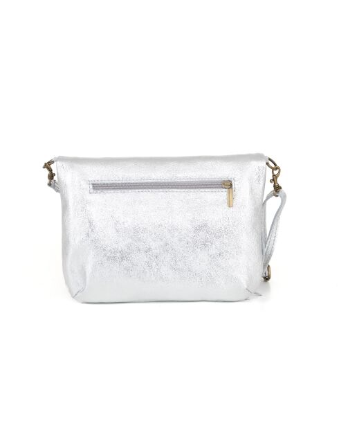 Beverly zilveren leren tas - 22x2x18 cm