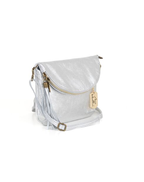 Beverly zilveren leren tas - 22x2x18 cm