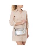 Beverly zilveren leren tas - 22x2x18 cm