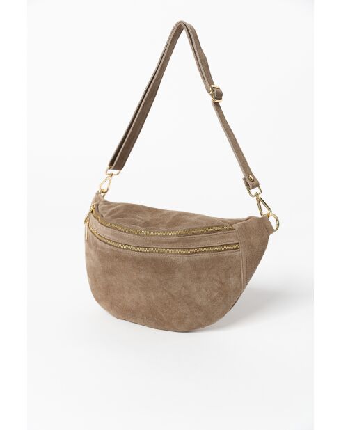 Iolanda Tasche aus taupefarbenem Leder - 36x12x22,5 cm