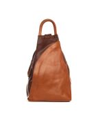 Novara cognac+bruine leren tas - 29x13x34 cm