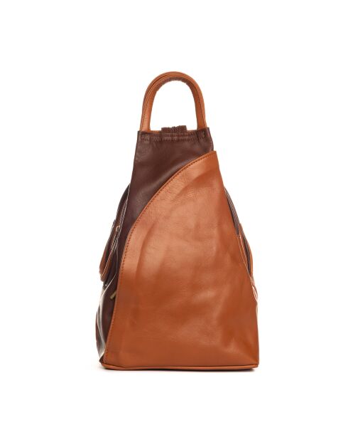 Novara cognac+bruine leren tas - 29x13x34 cm