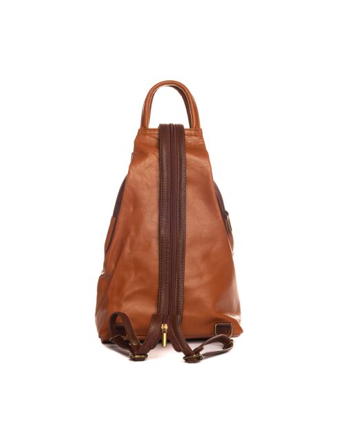 Novara cognac+bruine leren tas - 29x13x34 cm