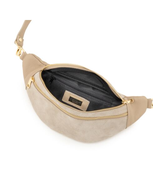 Carola Tasche aus taupefarbenem Leder - 32x9,5x16 cm