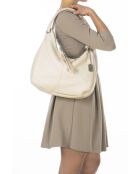 Sac en cuir Alba beige - 38x10x34 cm