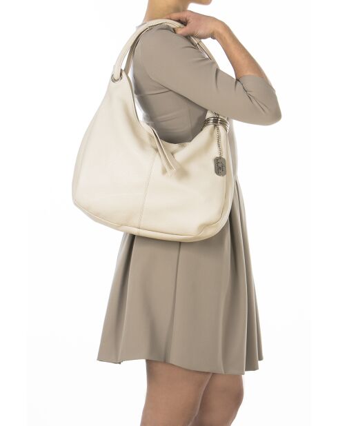 Sac en cuir Alba beige - 38x10x34 cm