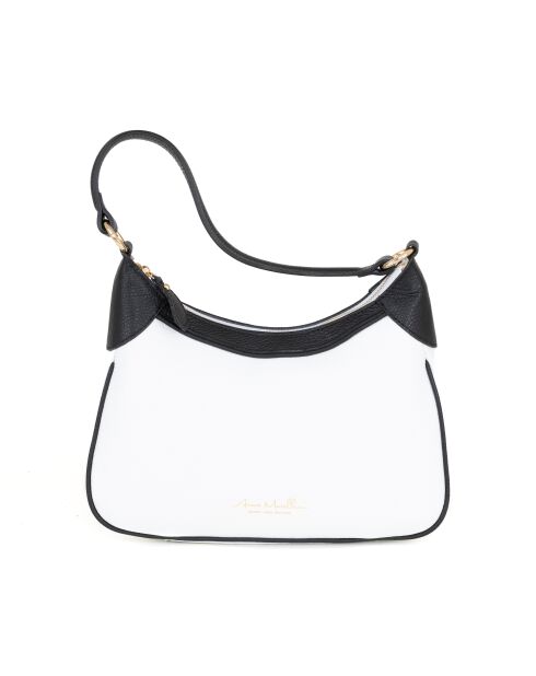 Sac en cuir Sabbatina blanc-noirs - 30x12x20 cm