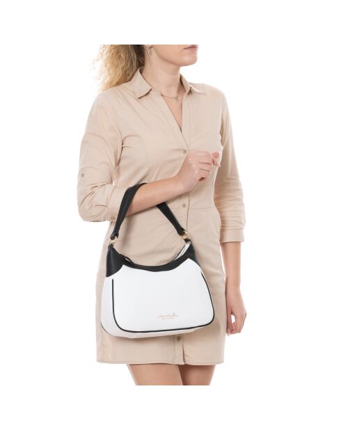 Sac en cuir Sabbatina blanc-noirs - 30x12x20 cm