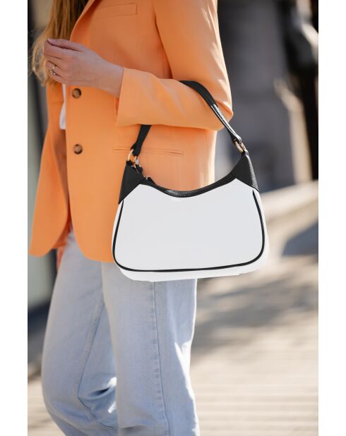 Sac en cuir Sabbatina blanc-noirs - 30x12x20 cm