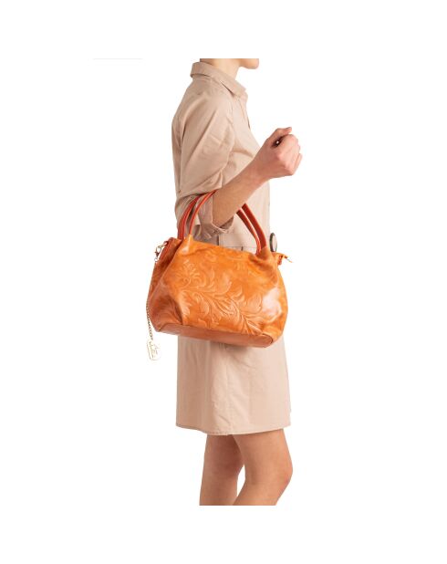 Clarissa orange Ledertasche - 28x12x20 cm