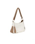 Mia leren tas crème leer - 30x8x20 cm