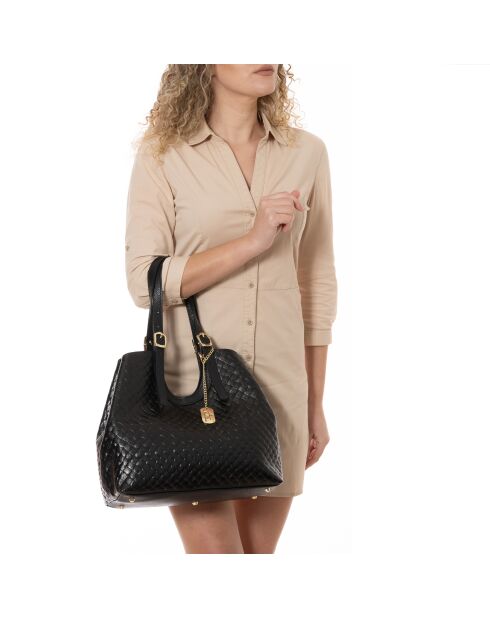 Borsa Velia in pelle nera - 42x14x33 cm