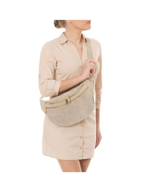 Iolanda lichte taupe leren tas - 36x12x22,5 cm