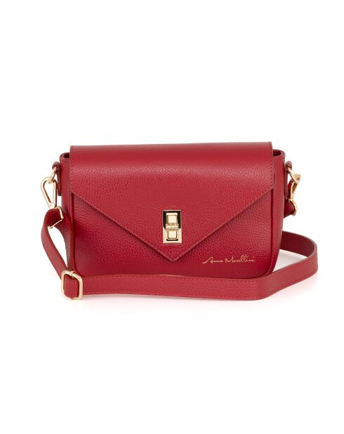 Terina rode leren tas - 24x6,5x16 cm