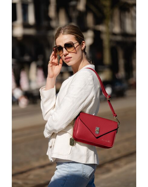 Terina rode leren tas - 24x6,5x16 cm