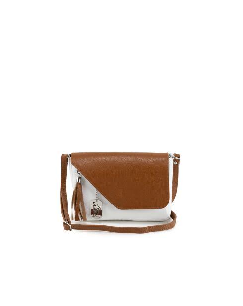 Lola Ledertasche aus weißem Leder - 24x6x18 cm