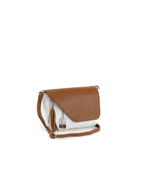 Lola Ledertasche aus weißem Leder - 24x6x18 cm