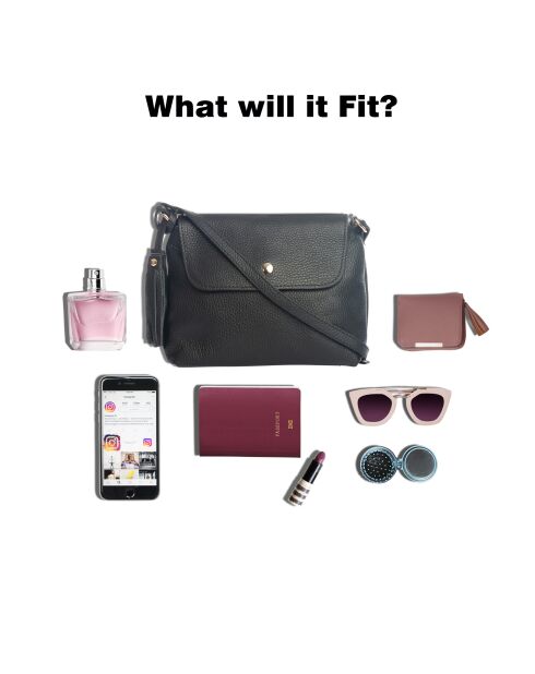 Borsa Bagni in pelle nera - 25x7x17 cm