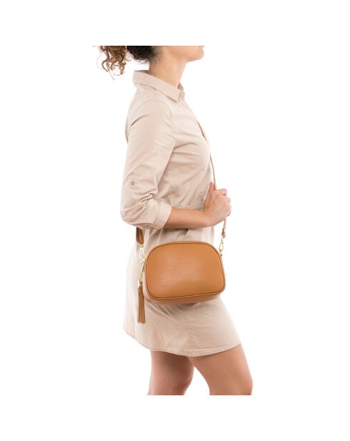 Monte Sparagio leren tas cognac - 23x7x17 cm