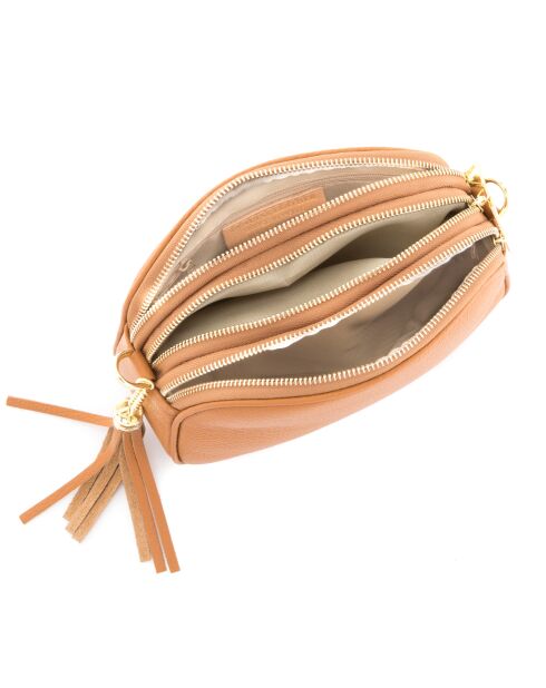 Monte Sparagio leren tas cognac - 23x7x17 cm