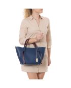 Bolso Pietrina de piel azul - 26x15x25 cm