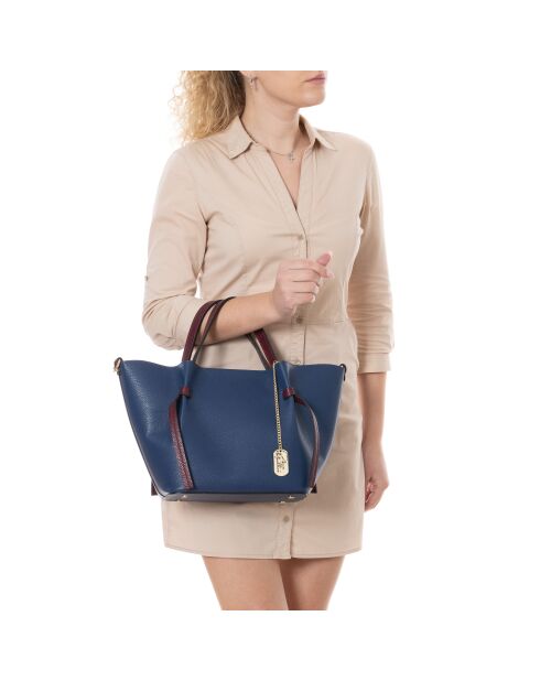 Bolso Pietrina de piel azul - 26x15x25 cm