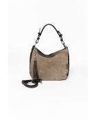 Forena leren tas taupe-donkerbruin - 32x11x25 cm