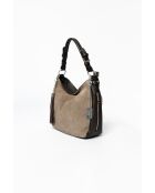 Forena leren tas taupe-donkerbruin - 32x11x25 cm