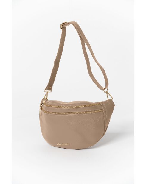 Sac en cuir Lorenza taupe - 36x12x22,5 cm