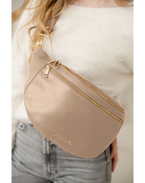 Sac en cuir Lorenza taupe - 36x12x22,5 cm