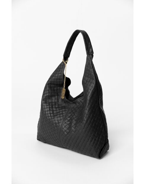 Nicolina schwarze Ledertasche - 41x11x42 cm