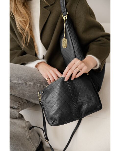 Nicolina schwarze Ledertasche - 41x11x42 cm