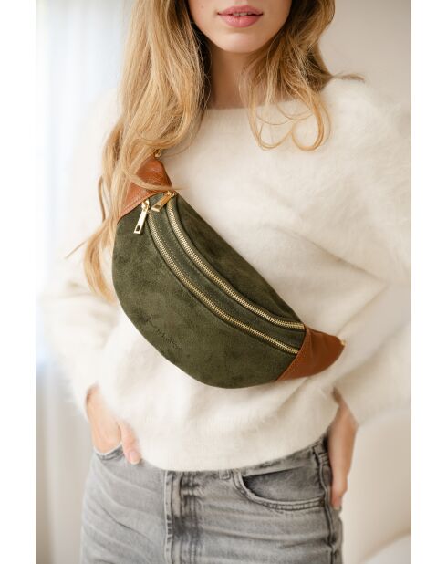 Carola leren tas groen leer - 32x9,5x16 cm