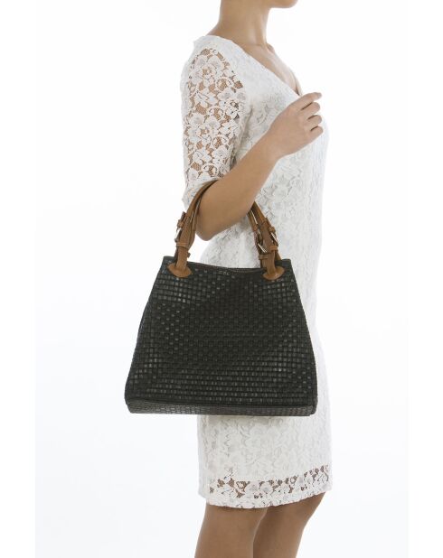 Fosdinovo zwarte leren tas - 37x15x45 cm