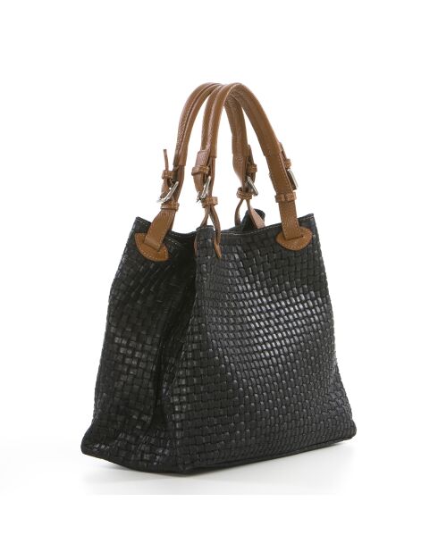 Fosdinovo zwarte leren tas - 37x15x45 cm