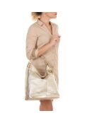 Greta Platin-Ledertasche - 34x17x38 cm