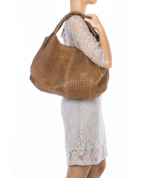 Borsa Pitigliano in pelle cognac - 41x30x34 cm