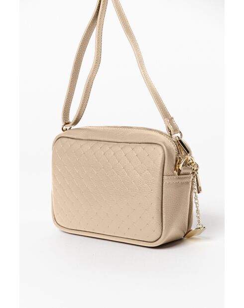 Beige leren tas Colomba - 22x10x15 cm