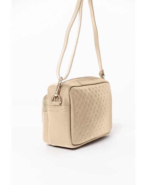 Beige leren tas Colomba - 22x10x15 cm