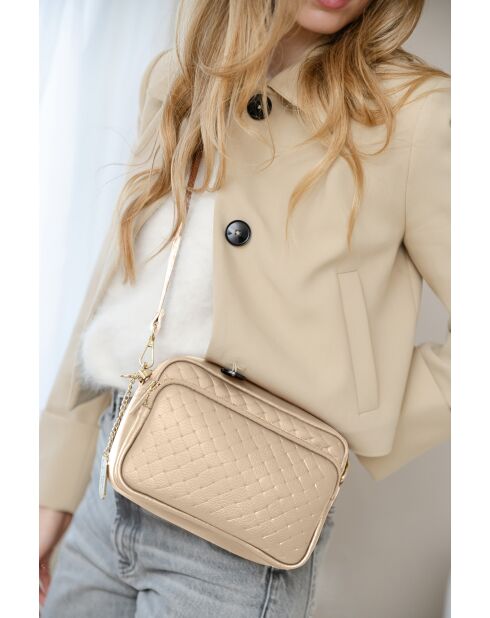 Beige leren tas Colomba - 22x10x15 cm